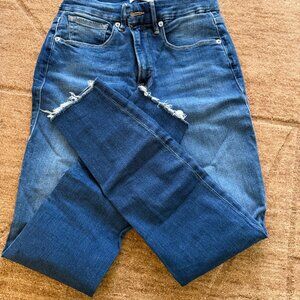 Good American Good Waist Crop Raw Hem Hi-Rise Jeans Skinny Size 28